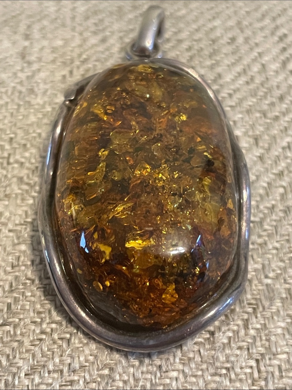 Sterling Silver Green Amber Pendant - Picture 4 of 12